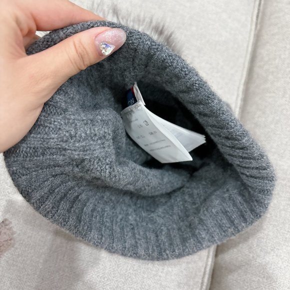 95% NEW MONCLER BEANIE HAT, WITH REAL FUR, WOOL MATERIAL - Picture 4 of 11
